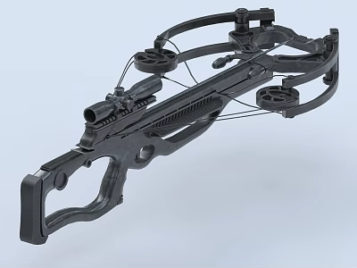 Black Modern Tactical Crossbow With Mechanical Components And High Precision Aiming Scope 3d model
