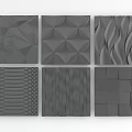 Modern Ceiling Design with Six Different Textured Gray Square Panels 3d model