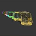 High Speed Modern Train With Streamlined Yellow Front And White Carriages 3d model