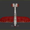 Red and White Biplane Model with Decorative Wings and Tail Details