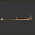 Traditional Chinese Architectural Complex 3D Model With Red Roofs Green Eaves Yellow Walls Symmetrical Layout