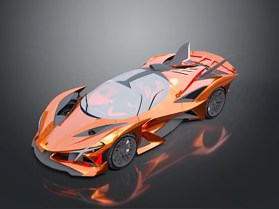 Orange Futuristic Sports Car With Sleek Design Transparent Roof And Sporty Wheels 3d model