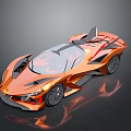 Orange Futuristic Sports Car With Sleek Design Transparent Roof And Sporty Wheels