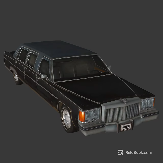 Black Luxury Classic Limousine Car With Vintage Design And Chrome Grille 3d model 