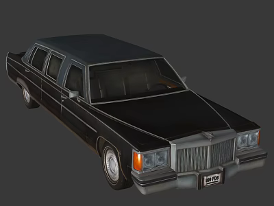 Black Luxury Classic Limousine Car With Vintage Design And Chrome Grille 3d model