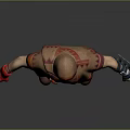 Hooded Game and Movie Character With Red Gloves Blue Arm Guards and Utility Belt