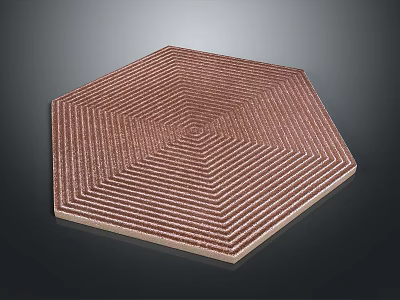Hexagonal Textured Mat With Striped Concentric Brown And Beige Pattern 3d model