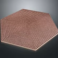 Hexagonal Textured Mat With Striped Concentric Brown And Beige Pattern