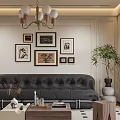 Elegant Vintage Open Living And Dining Room Interior With Classic Furniture And Exquisite Wall Decor
