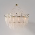 Elegant Modern Feather Chandelier With Gold Chain Beads And Soft Illumination Design