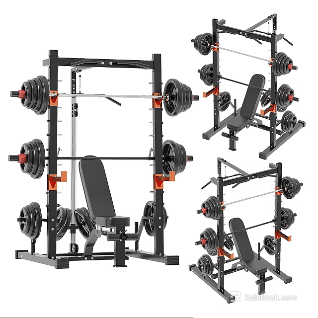 Multi functional Strength Training Equipment With Barbells Benches And Racks 3d model 