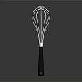 Modern Stainless Steel Whisk With Blue Wires And Black Handle Design