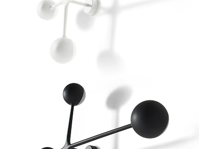 Modern Wall Lamp Design With Black White Spherical Balls And Wall Mounted Style 3d model