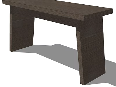 Dark Wood Minimalist Rectangular Desk With Sturdy Support Legs For Home Office 3d model