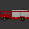 Red Fire Truck Featuring Roof Ladder Emergency Equipment And Shiny Body Structure