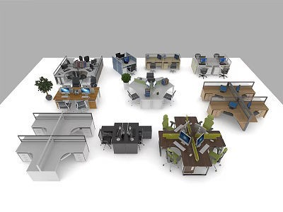 Various Modern Office Desk Designs With Different Styles And Workspace Layouts 3d model
