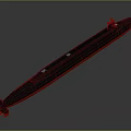 Black Military Submarine With Streamlined Design Red Bottom Section And Command Tower Structure