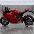 Red Sport Motorcycle With Sleek Design Against Gray Concrete Background
