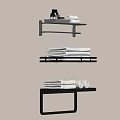 Wall Mounted Bathroom Shelves With Stacked White Towels And Toiletries