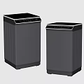 Two Modern Gray Washing Machines With Digital Control Panels And Sleek Design