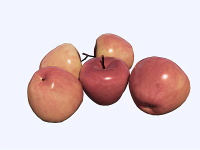 Several Fresh Ripe Red and Yellow Apples on White Background 3d model