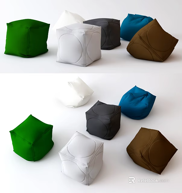 Stylish Bean Bag Chairs With Various Colors And Modern Designs For Living Room 3d model 