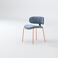 Modern Office Chair With Blue Upholstered Seat Back And Orange Metal Legs
