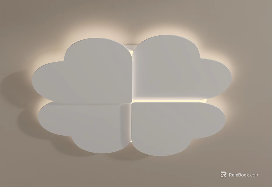 Cloud Shaped White Ceiling Light With Illuminated Edges Modern Home Decor 3d model