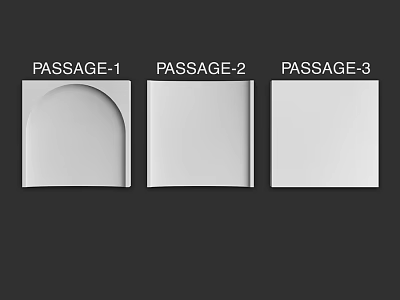 Three Different Wall Design Styles With Varied Panel Shapes For Interior 3d model
