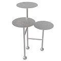 Modern Nesting Side Tables with Textured Metal Tops Silver Frame and Wheeled Base