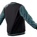 Stylish Black And Teal Baseball Jacket With Buttons And Pocket