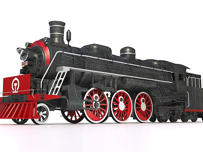 Vintage Black Steam Locomotive With Red Accents And Large Wheels Design 3d model