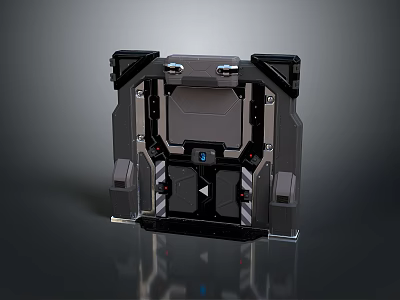 Futuristic Metal Door With Modern Design Control Panel LED Lights And Security Features 3d model