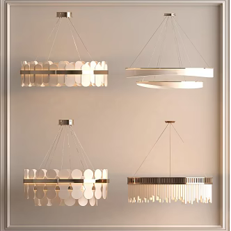 Cream wind chandelier lamp combination 3d model