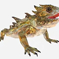 Low Poly Reptile Lizard Design With Geometric Scales Spikes And Open Mouth