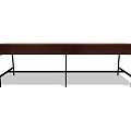 Modern Upholstered Sofa Bench With Brown Cushion And Black Metal Legs
