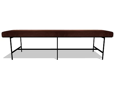 Modern Upholstered Sofa Bench With Brown Cushion And Black Metal Legs 3d model