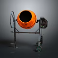 Orange Industrial Concrete Mixer With Wheeled Stand Open Drum And Control Panel