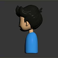 3D Cartoon Boy Character With Short Black Hair Blue Outfit And Smiling Expression