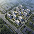 Aerial Planning of Urban Residential Complex with High Rise Buildings Greenery and Road Networks