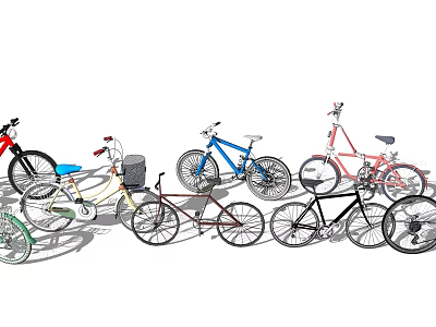 Assorted Colorful Bicycles Including Mountain Road And City Bike Models 3d model
