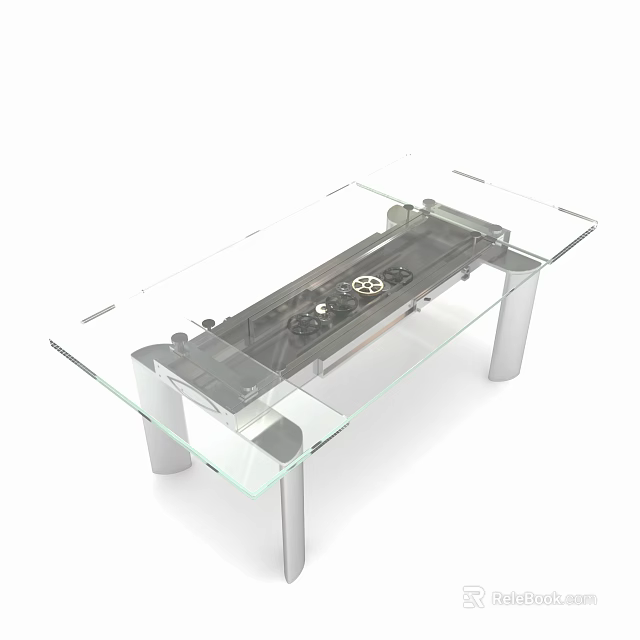 Modern Glass Top Coffee Table With Silver Metal Legs And Clear Surface Design 3d model 