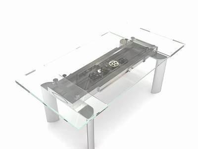 Modern Glass Top Coffee Table With Silver Metal Legs And Clear Surface Design 3d model