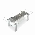Modern Glass Top Coffee Table With Silver Metal Legs And Clear Surface Design