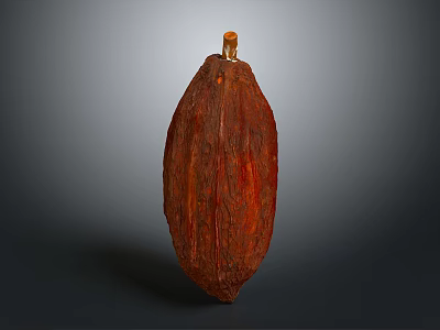 Fresh Reddish Brown Raw Cocoa Pod Natural Tropical Food Ingredient With Smooth Texture 3d model