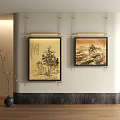Abstract Painting Artwork With Modern Interior Decor And Colorful Design Elements 3d model