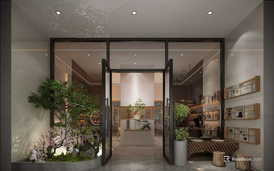 Luxury SPA Sauna Wellness Space With Natural Plants And Relaxing Interior Design 3d model 