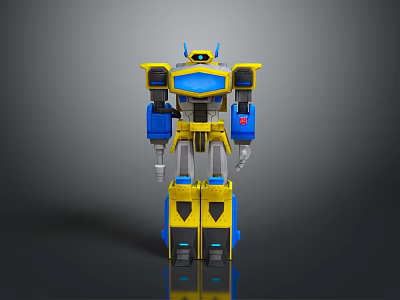 Yellow And Blue Robot Character With Mechanical Design And Toy Model Features 3d model