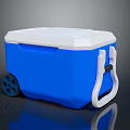 Durable Blue And White Portable Cooler Box With Wheels And Handle 3d model