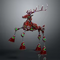 Red Mechanical Deer Character With Robotic Antlers And Green Leg Components